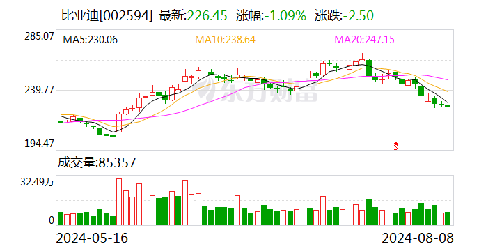 比亚迪8月8日大宗交易成交249.10万元-第1张图片-十堰马讯电脑