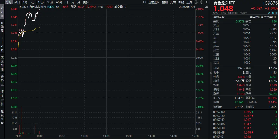 逆市涨超2%！有色龙头ETF（159876）霸居全市场ETF涨幅榜前十！铜、铝、黄金携手狂飙，紫金矿业涨逾4%-第1张图片-十堰马讯电脑